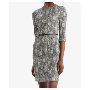 MM Lafleur Etsuko Sheath Belted 3/4 Sleeve Knee Length Dress in Crackle - 4